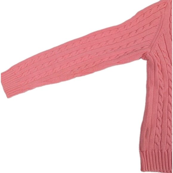 Vtg Lauren Ralph Lauren women's small Cable Knit Sweater crop Pink Coral READ - Picture 2 of 14